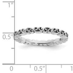 Sterling Silver Stackable Expressions Antiqued Swirl Design Ring