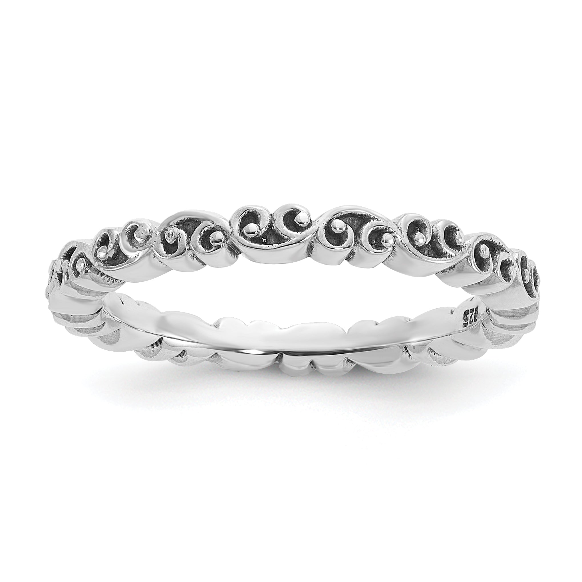 Sterling Silver Stackable Expressions Antiqued Swirl Design Ring