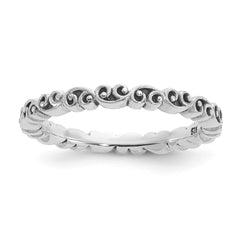 Sterling Silver Stackable Expressions Antiqued Swirl Design Ring