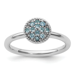 Sterling Silver Stackable Expressions Blue Topaz Rhodium Ring