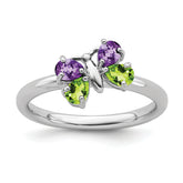 Sterling Silver Stackable Expressions Amethyst & Peridot Butterfly Ring