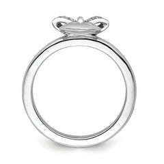 Sterling Silver Stackable Expressions Heart with Bow Diamond Ring