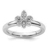 Sterling Silver Stackable Expressions Fleur De Lis Diamond Ring