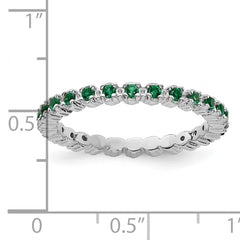 Sterling Silver Stackable Expressions Created Emerald Ring