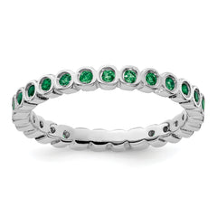 Sterling Silver Stackable Expressions Created Emerald Ring