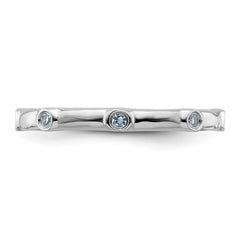 Sterling Silver Stackable Expressions Aquamarine Ring