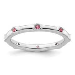 Sterling Silver Stackable Expressions Pink Tourmaline Ring