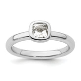Sterling Silver Stackable Expressions Cushion Cut White Topaz Ring
