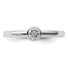 Sterling Silver Stackable Expressions High 4mm Round White Topaz Ring
