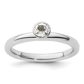 Sterling Silver Stackable Expressions High 4mm Round White Topaz Ring