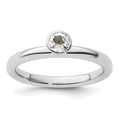 Sterling Silver Stackable Expressions High 4mm Round White Topaz Ring
