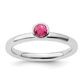 SS Stackable Expressions High 4mm Round Pink Tourmaline Ring