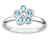 Sterling Silver Stackable Expressions Blue Topaz Flower Ring