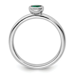 Sterling Silver Stackable Expressions Low 4mm Round Cr. Emerald Ring