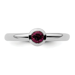 SS Stackable Expressions Low 4mm Round Rhodolite Garnet Ring