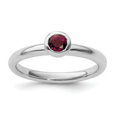 SS Stackable Expressions Low 4mm Round Rhodolite Garnet Ring
