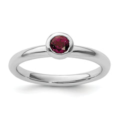 SS Stackable Expressions Low 4mm Round Rhodolite Garnet Ring