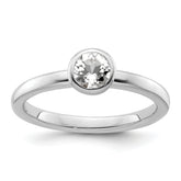 Sterling Silver Stackable Expressions Low 5mm Round White Topaz Ring