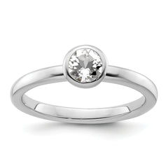 Sterling Silver Stackable Expressions Low 5mm Round White Topaz Ring