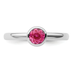 SS Stackable Expressions Low 5mm Round Pink Tourmaline Ring