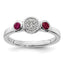 Sterling Silver Stackable Expressions Dbl Round Cr. Ruby & Dia. Ring