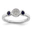 Sterling Silver Stackable Expressions Dbl Round Cr. Sapphire & Dia. Ring