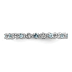 Sterling Silver Stackable Expressions Aquamarine & Diamond Ring