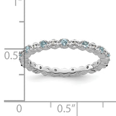 Sterling Silver Stackable Expressions Aquamarine & Diamond Ring