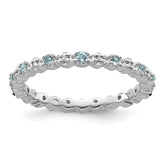 Sterling Silver Stackable Expressions Aquamarine & Diamond Ring