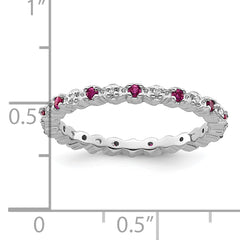 Sterling Silver Stackable Expressions Cr. Ruby & Diamond Ring