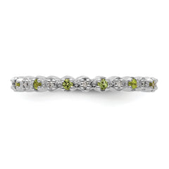 Sterling Silver Stackable Expressions Peridot & Diamond Ring