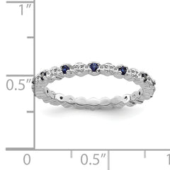 Sterling Silver Stackable Expressions Cr. Sapphire & Diamond Ring