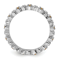 Sterling Silver Stackable Expressions Citrine & Diamond Ring