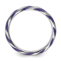 Sterling Silver Stackable Expressions Twisted Purple Enameled Ring
