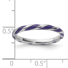 Sterling Silver Stackable Expressions Twisted Purple Enameled Ring
