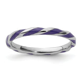 Sterling Silver Stackable Expressions Twisted Purple Enameled Ring