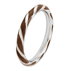 Sterling Silver Stackable Expressions Twisted Brown Enameled Ring