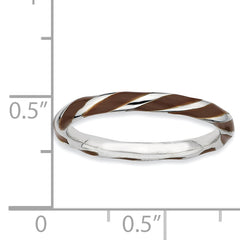 Sterling Silver Stackable Expressions Twisted Brown Enameled Ring