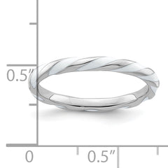 Sterling Silver Stackable Expressions Twisted White Enameled Ring