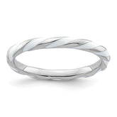 Sterling Silver Stackable Expressions Twisted White Enameled Ring