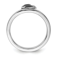 Sterling Silver Stackable Expressions Black Enameled Cat Ring