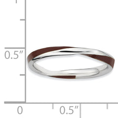 Sterling Silver Stackable Expressions Twisted Brown Enameled Ring