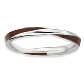 Sterling Silver Stackable Expressions Twisted Brown Enameled Ring