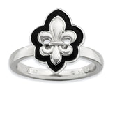 Sterling Silver Stackable Expressions Polished Enameled Fleur De Lis Ring