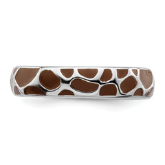 Sterling Silver Stackable Expressions Polished Enameled Animal Print Ring