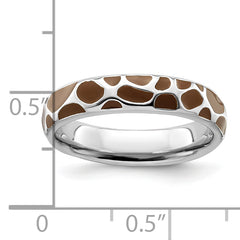 Sterling Silver Stackable Expressions Polished Enameled Animal Print Ring