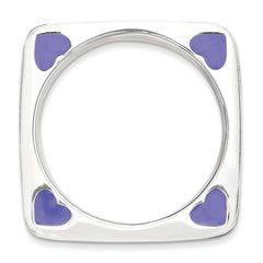 Sterling Silver Stackable Expressions Polished Purple Enameled Square Ring