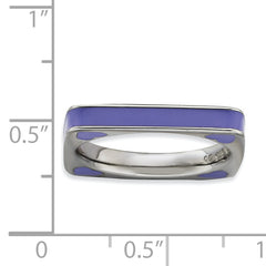 Sterling Silver Stackable Expressions Polished Purple Enameled Square Ring