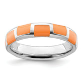 Sterling Silver Stackable Expressions Polished Orange Enameled Ring