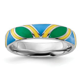 Sterling Silver Stackable Expressions Polished Multi color Enameled Ring